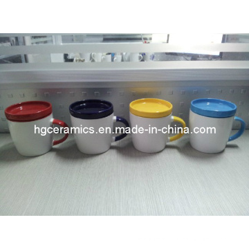 350ml Ceramic Mug with Coaster, Mug with Lid